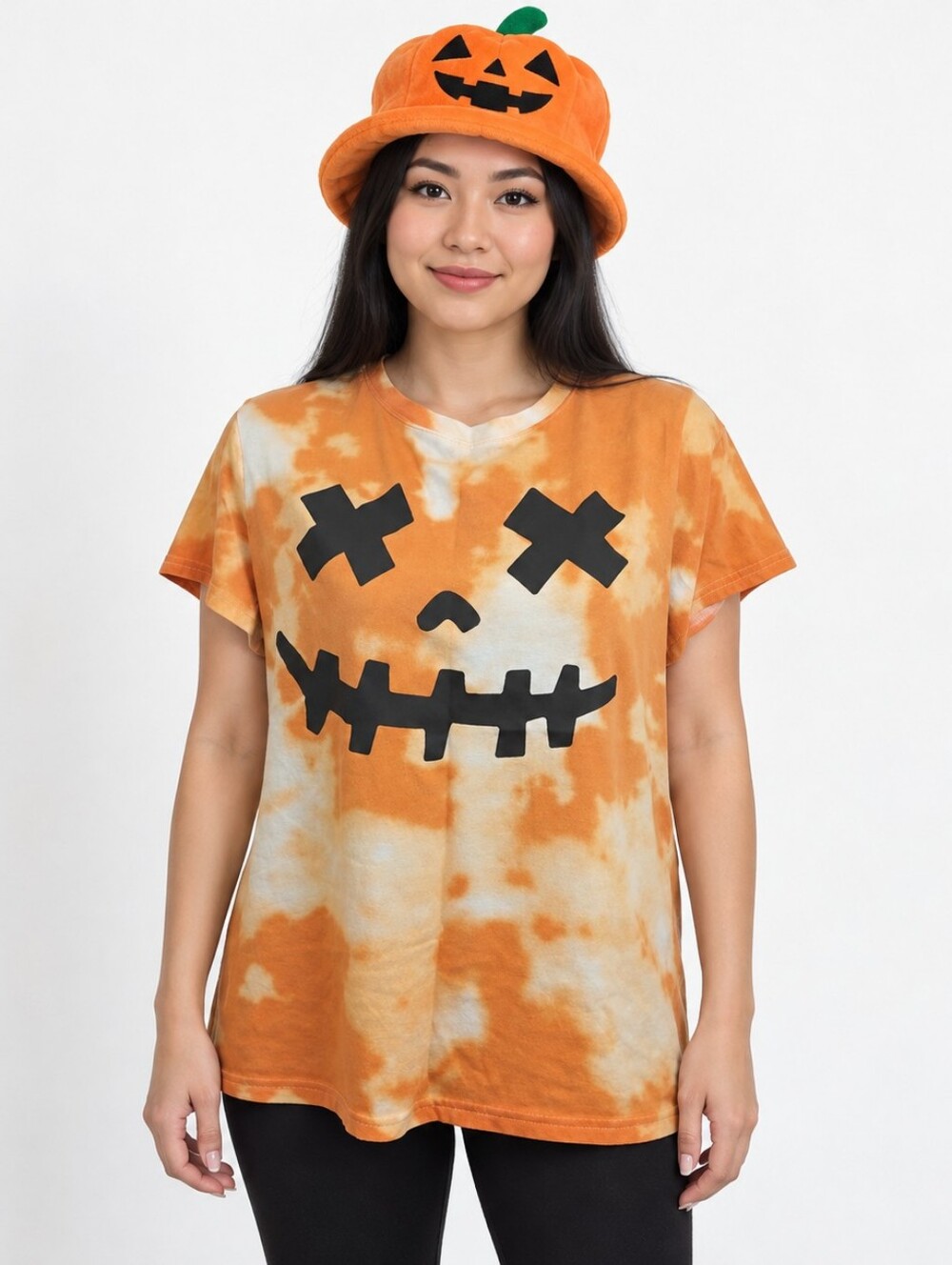 Wound Up Halloween Jack O Lantern Orange Tie Dye T-Shirt Size Large